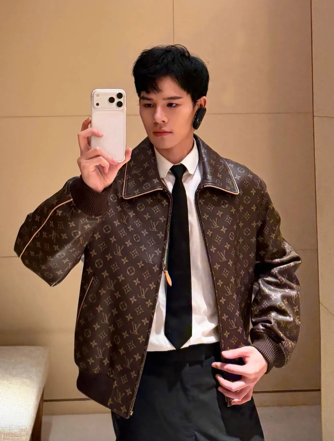Louis Vuitton/Louis Vuitton old flower printed leather jacket